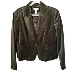 Worthington Green Velvet 1 Button Blazer, size 18